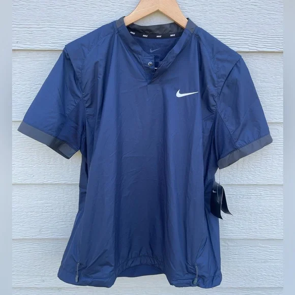 Nike Shirt Womens M Swoosh Short Sleeve Navy Pullover Softball AV6696-419 - Picture 1 of 7